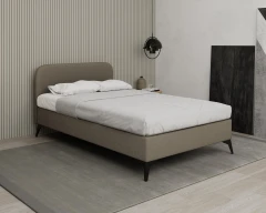 MAVILO 120x200cm, Polsterbett, Komfortbett, Einzelbett, Stoff Braun - Raven 30