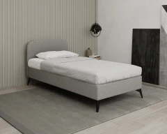 MAVILO 100x200cm, Polsterbett, Einzelbett, Stoff Grau - Raven 06