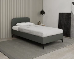 MAVILO 100x200cm, Polsterbett, Einzelbett, Stoff Grau - Raven 10