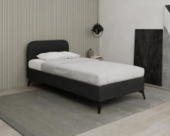 MAVILO 100x200cm, Polsterbett, Einzelbett, Stoff Schwarz - Raven 18