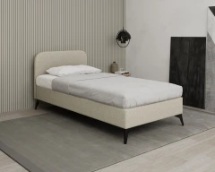 MAVILO 100x200cm, Polsterbett, Einzelbett, Stoff Beige - Raven 22