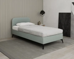 MAVILO 100x200cm, Polsterbett, Einzelbett, Stoff Blau - Raven 80