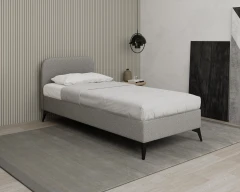 MAVILO 90x200cm, Polsterbett, Einzelbett, Stoff Grau - Raven 06