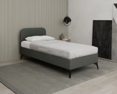 MAVILO 90x200cm, Polsterbett, Einzelbett, Stoff Grau - Raven 10
