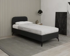 MAVILO 90x200cm, Polsterbett, Einzelbett, Stoff Schwarz - Raven 18