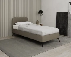 MAVILO 90x200cm, Polsterbett, Einzelbett, Stoff Braun - Raven 30