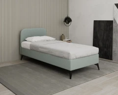 MAVILO 90x200cm, Polsterbett, Einzelbett, Stoff Blau - Raven 80