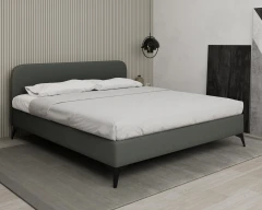 MAVILO 180x200cm, Polsterbett, Doppelbett, Stoff Grau - Raven 10