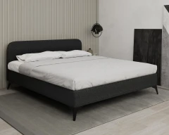 MAVILO 180x200cm, Polsterbett, Doppelbett, Stoff Schwarz - Raven 18