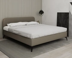MAVILO 180x200cm, Polsterbett, Doppelbett, Stoff Braun - Raven 30