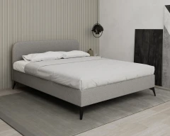 MAVILO 160x200cm, Polsterbett, Doppelbett, Stoff Grau - Raven 06