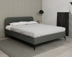 MAVILO 160x200cm, Polsterbett, Doppelbett, Stoff Grau - Raven 10