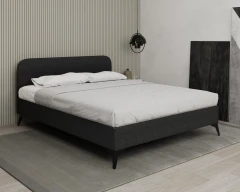 MAVILO 160x200cm, Polsterbett, Doppelbett, Stoff Schwarz - Raven 18