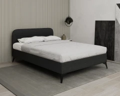 MAVILO 140x200cm, Polsterbett, Doppelbett, Stoff Schwarz - Raven 18