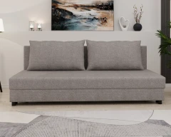 Schlafsofa FACILE mit Bettkasten – Moderne 2-in-1 Couch mit Stauraum, meliertes Grau