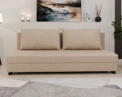 Schlafsofa FACILE mit Bettkasten – Moderne 2-in-1 Couch mit Stauraum,  meliertes Beige