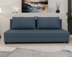 Schlafsofa FACILE mit Bettkasten – Moderne 2-in-1 Couch mit Stauraum, meliertes Dunkelblau
