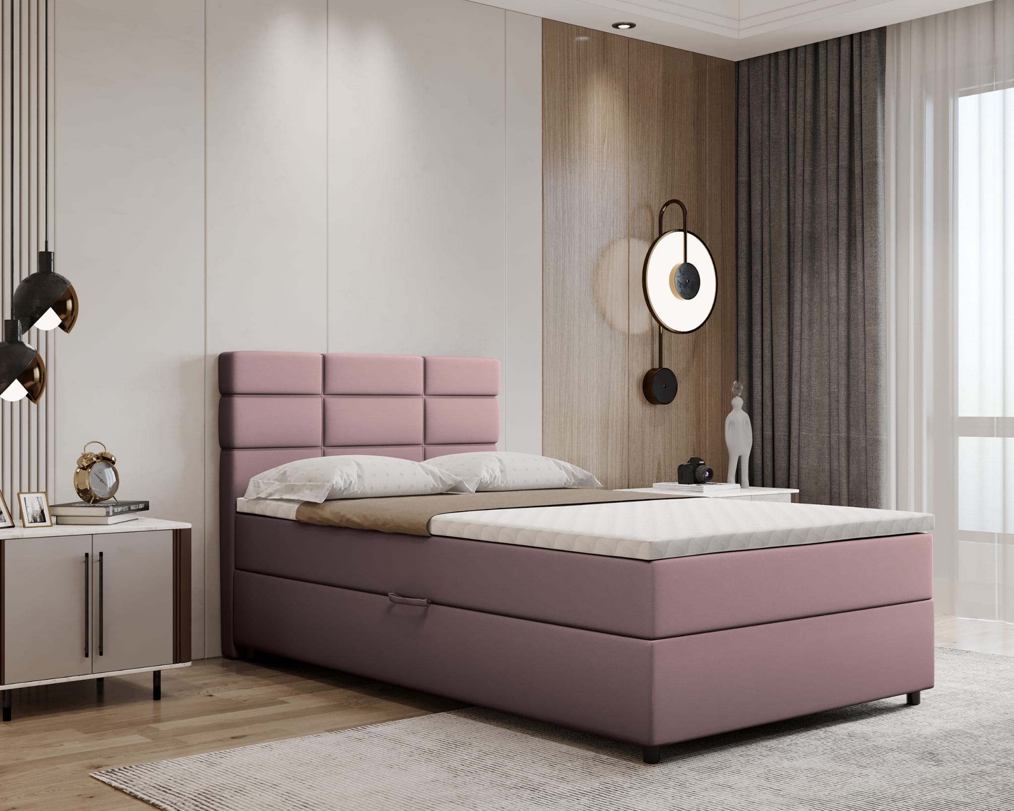 REVE | REVE Boxspringbett 120x200 Stoff Rosa